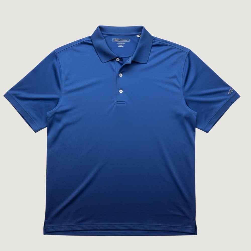 Greg Norman MNS‎ XLT Button Golf Polo Shirt Navy Blue Shark Embroidered Logo
